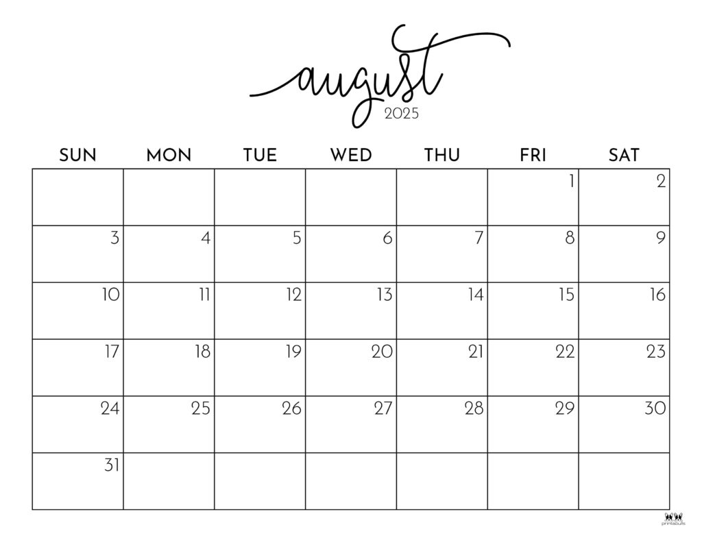 August 2025 Calendars - 107 Free Printables | Printabulls regarding Printable Calendar August 2025 To December 2025