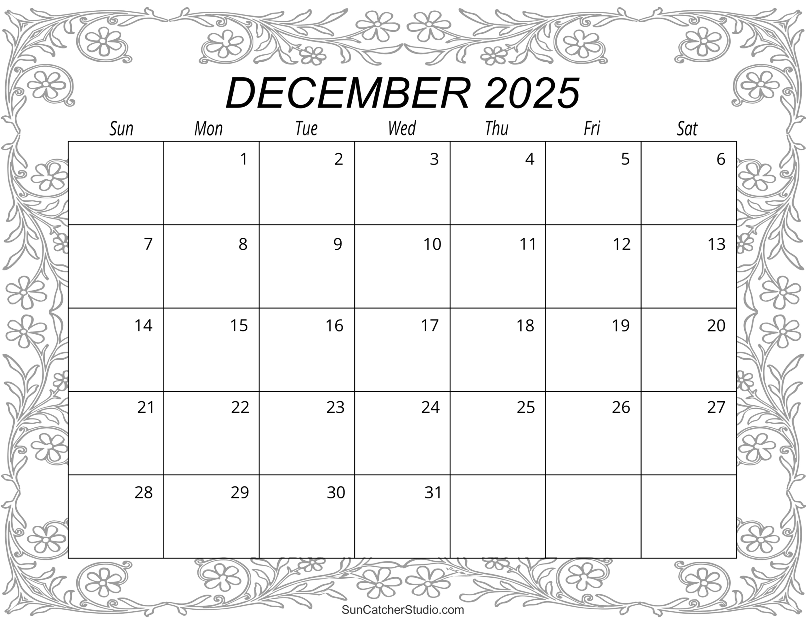 December 2025 Calendar (Free Printable) – Free Printables regarding Free Printable December 2025 Calendar Word