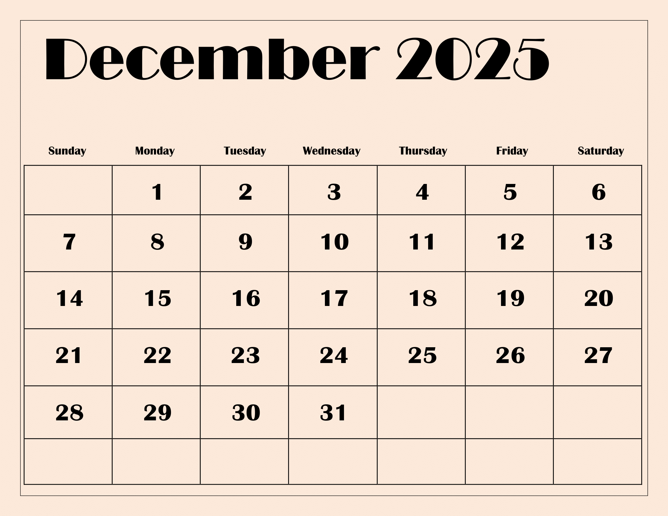 December 2025 Calendar Printable Pdf Template With Holidays in December Printable Calendar 2025