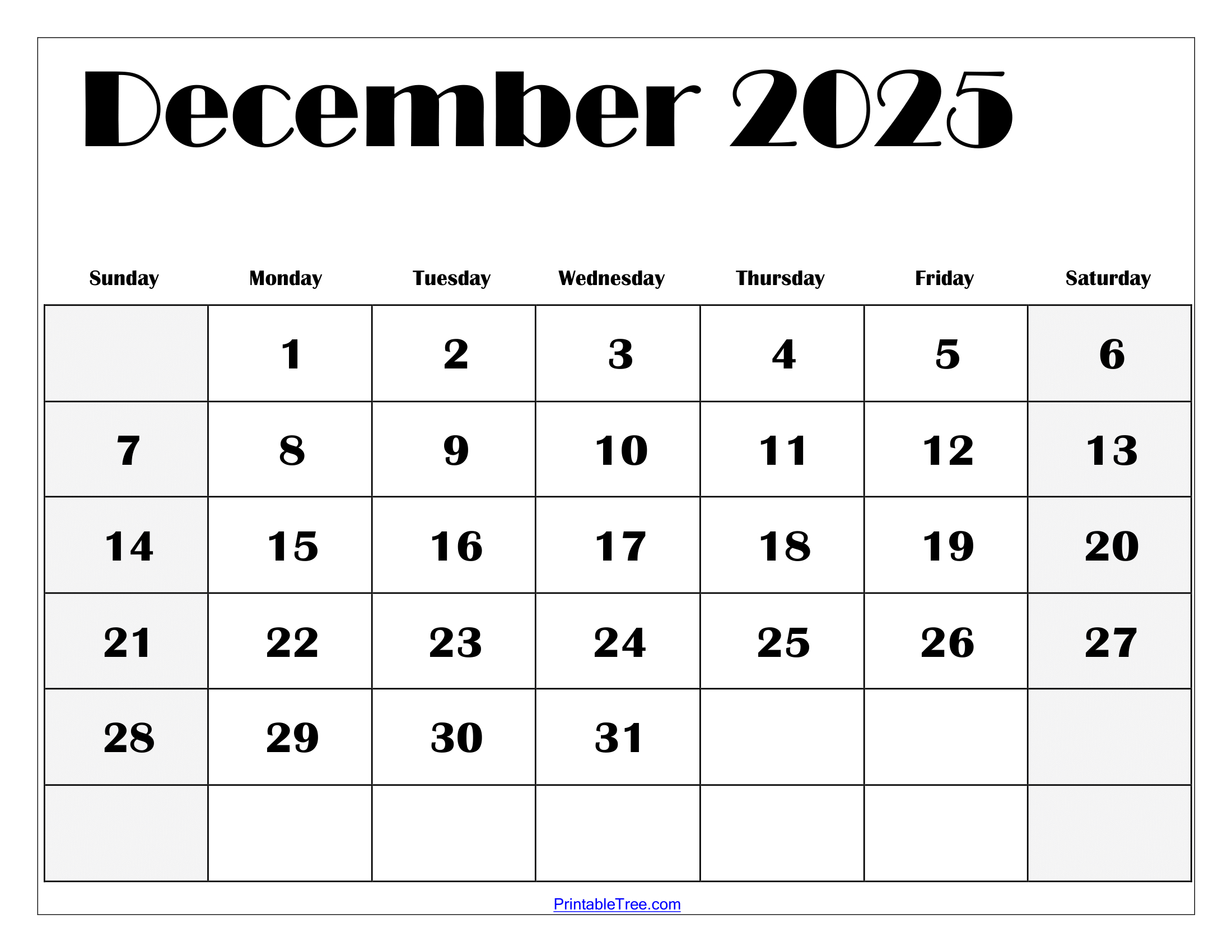 December 2025 Calendar Printable Pdf Template With Holidays with regard to Printable December 2025 January Calendar