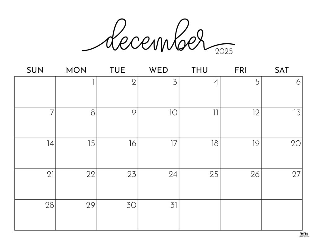 December 2025 Calendars - 107 Free Printables | Printabulls regarding Free Printable 2025 Coloring Pages Calendar December
