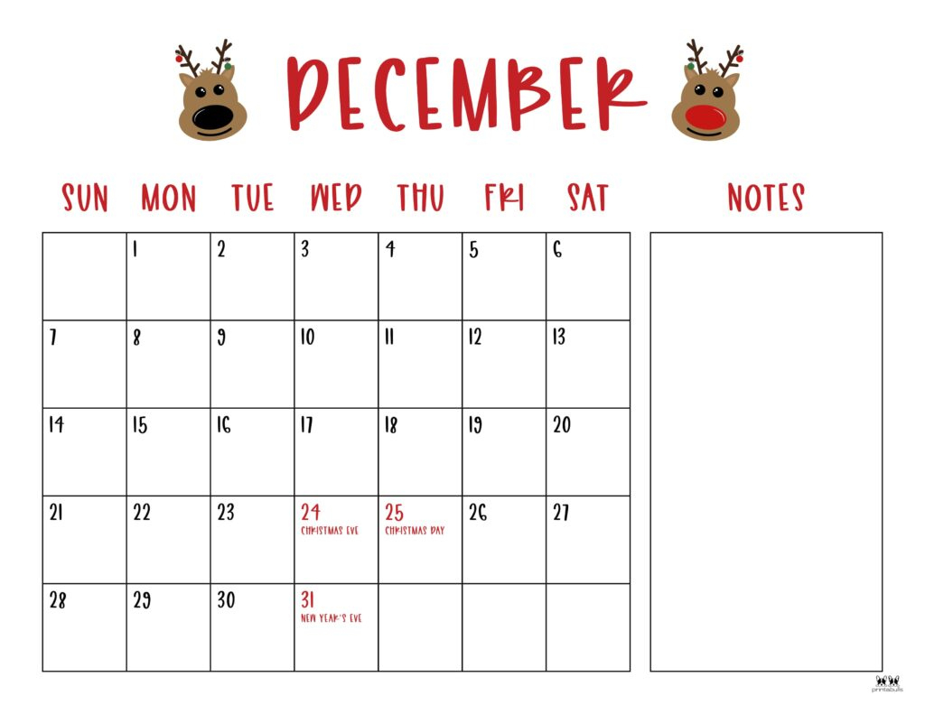 December 2025 Calendars - 107 Free Printables | Printabulls regarding Printable Christmas December 2025 Calendar