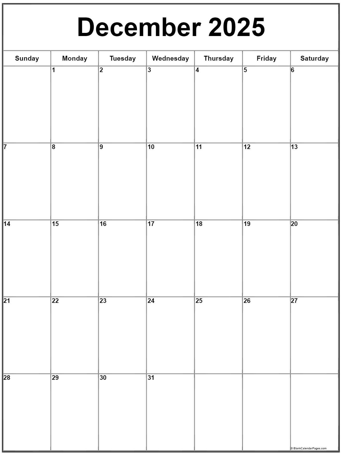 December 2025 Vertical Calendar | Portrait with regard to December 2025 Calendar Printable Portrait