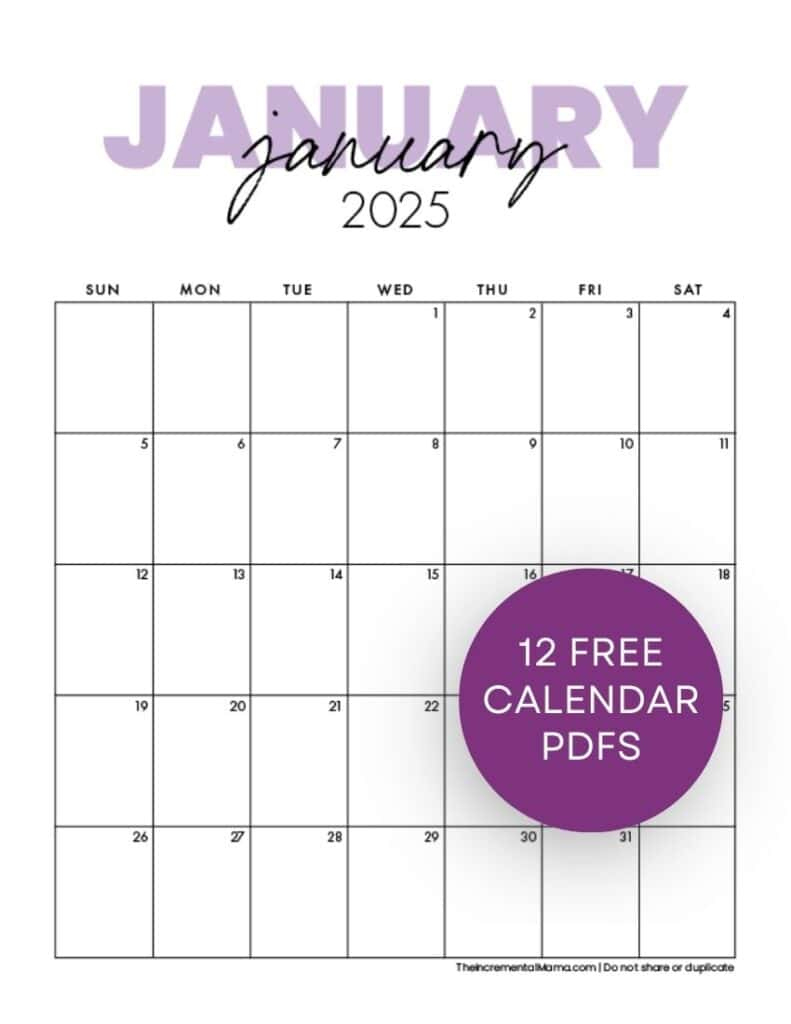 Free 2025 Monthly Calendar Template - January To December throughout January To December 2025 Calendar Printable