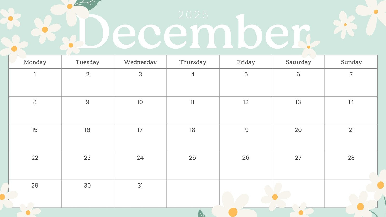 Free, Printable December 2025 Calendar Templates | Canva for Small December 2025 Calendar Printable