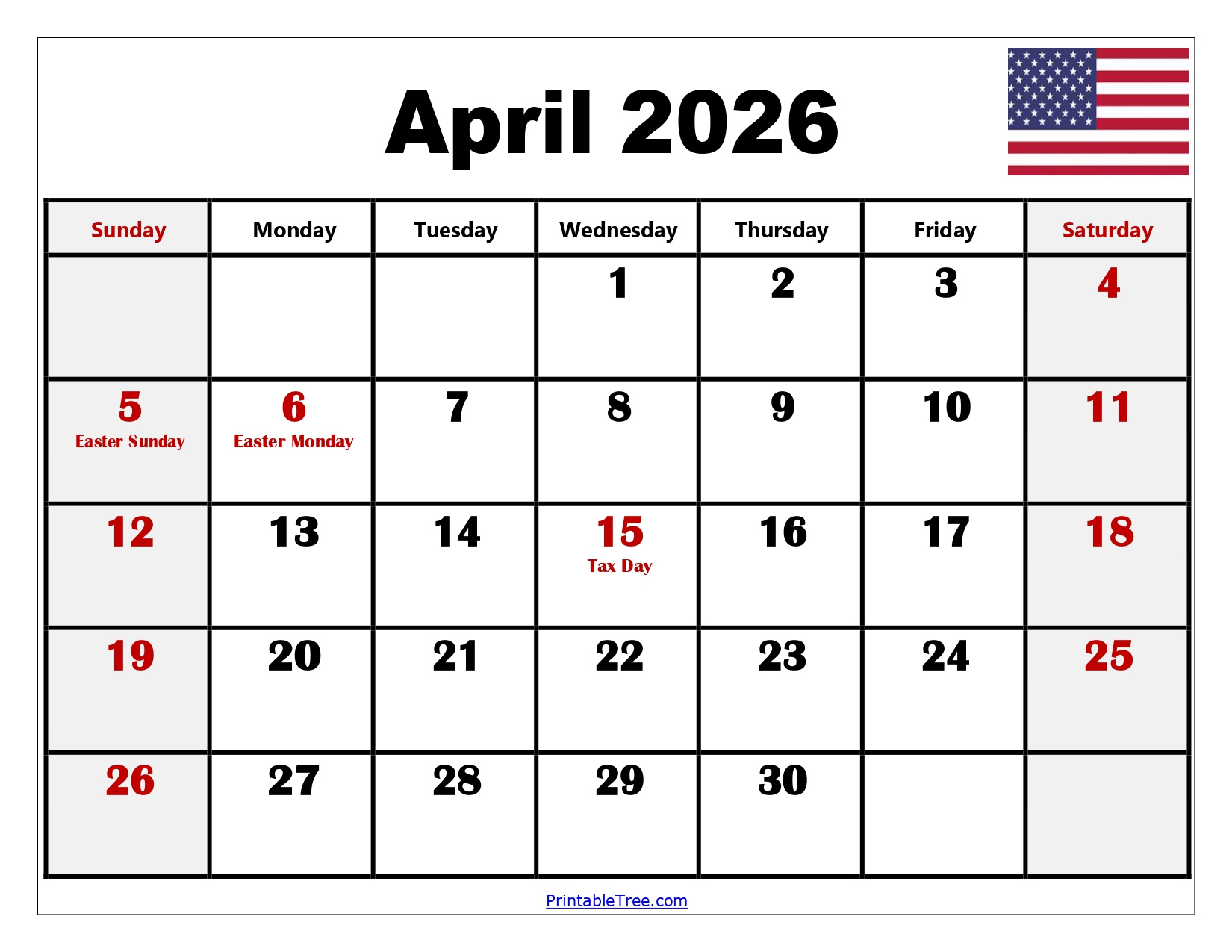 April 2026 Calendar Printable Pdf With Holidays Templates throughout March April May 2026 Calendar