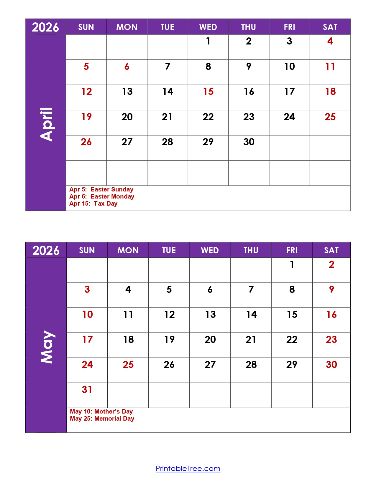 April And May 2026 Calendar Printable Pdf | Two Months Calendar within Printable March April May 2026 Calendar