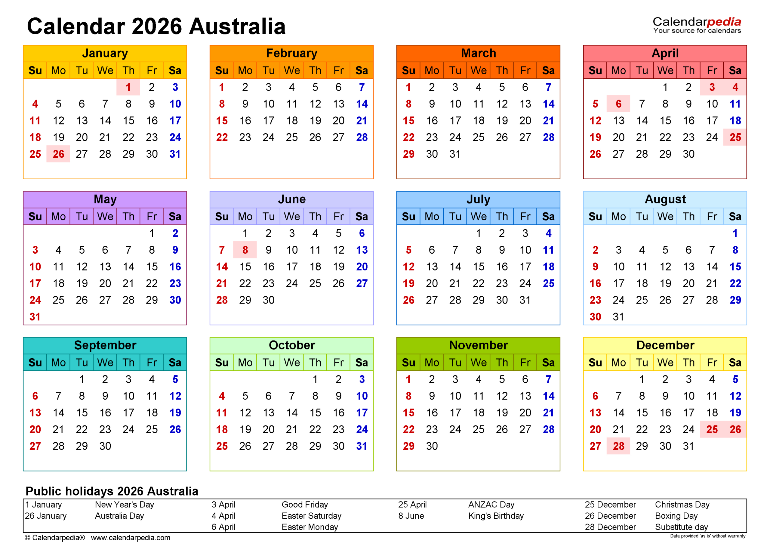 Australia Calendar 2026 - Free Printable Pdf Templates in March Calendar 2026 Australia