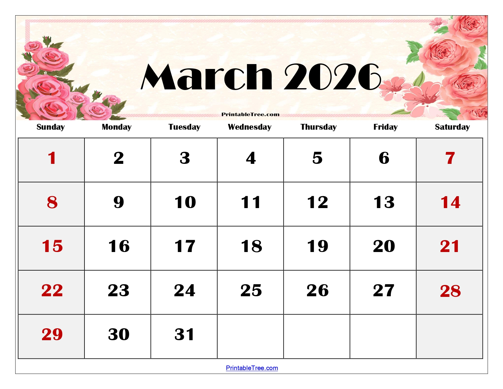 Blank March 2026 Calendar Printable Pdf Templates regarding Printable 2026 March Calendar