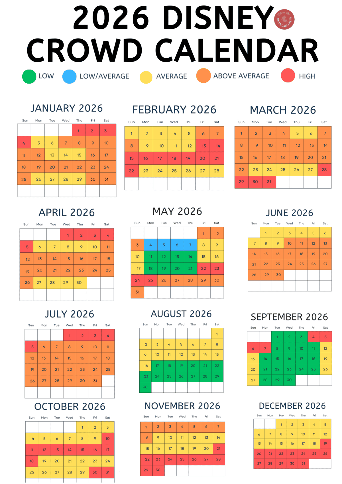 Disney World Crowd Calendar 2026 within Disney World March 2026 Crowd Calendar