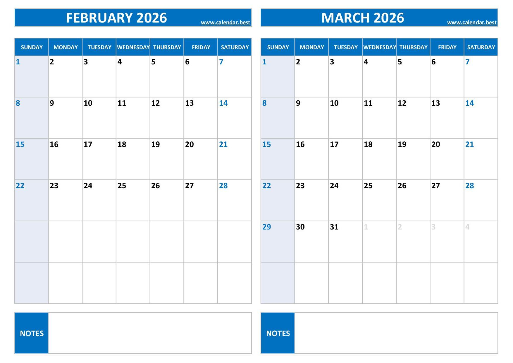 Free Printable Calendars 2026 &amp;amp; 2027 🗓 | Plan Ahead &amp;amp; Stay for Jan Feb and March 2026 Calendar Fre Printable
