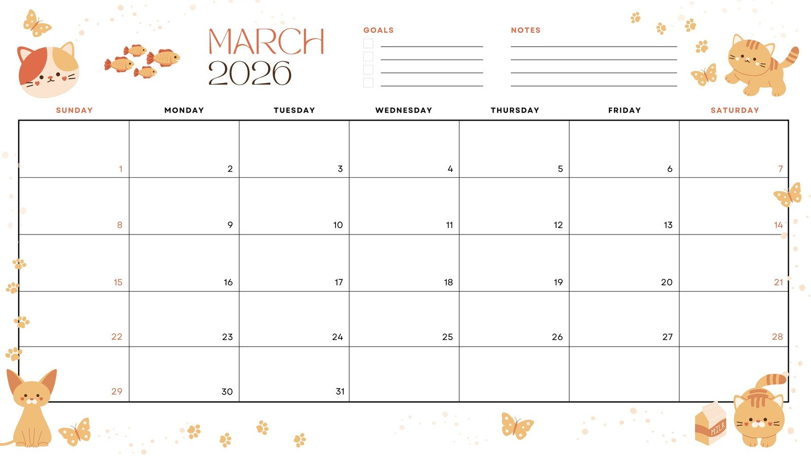 Free To Edit And Print March 2026 Calendar Templates | Canva in Cute Printable March 2026 Calendar