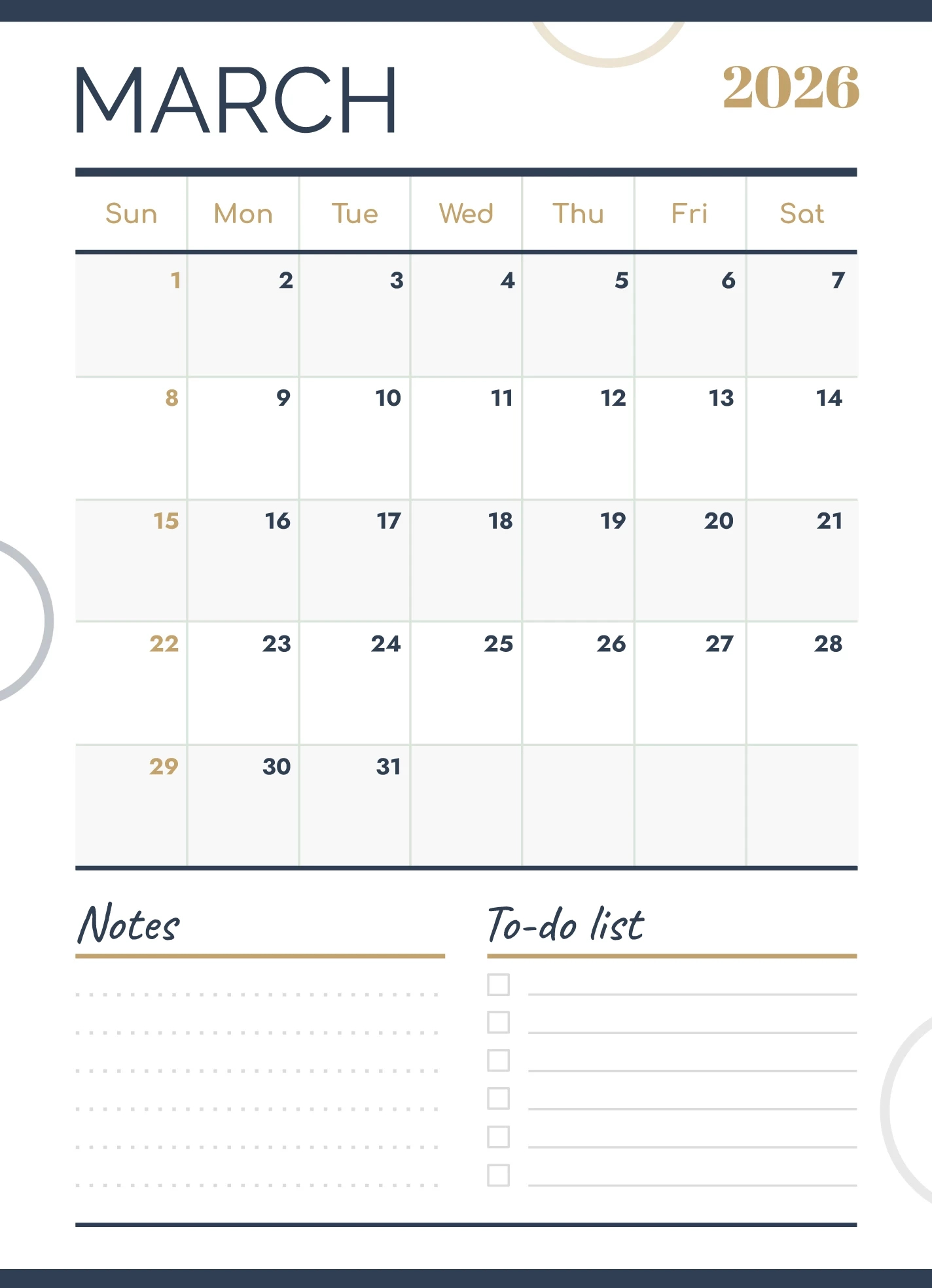 March 2026 Calendar Free Google Docs Template - Gdoc.io pertaining to Google Calendar March 2026 Printable