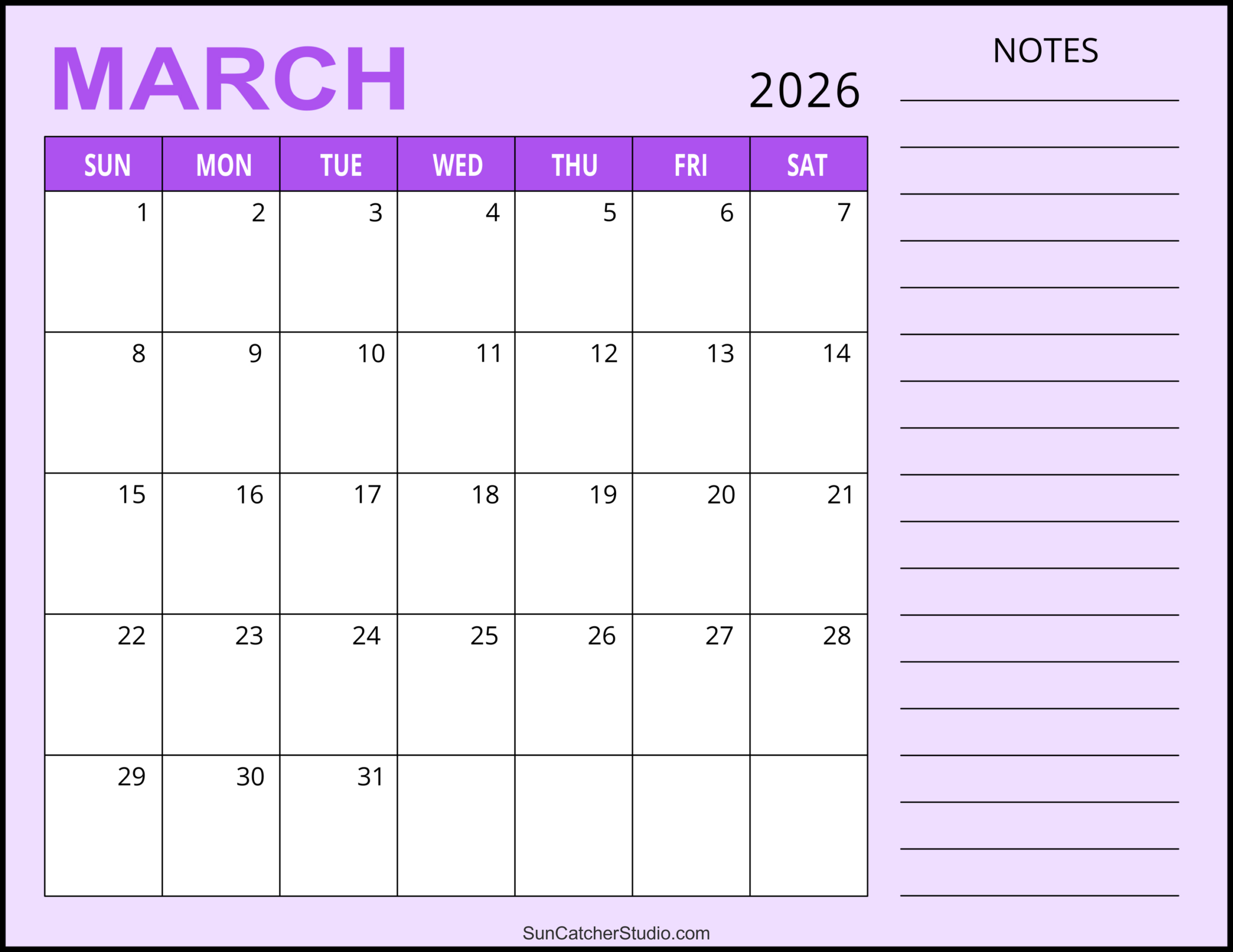March 2026 Calendar (Free Printable) – Free Printables, Lettering throughout March Month Calendar Printable 2026