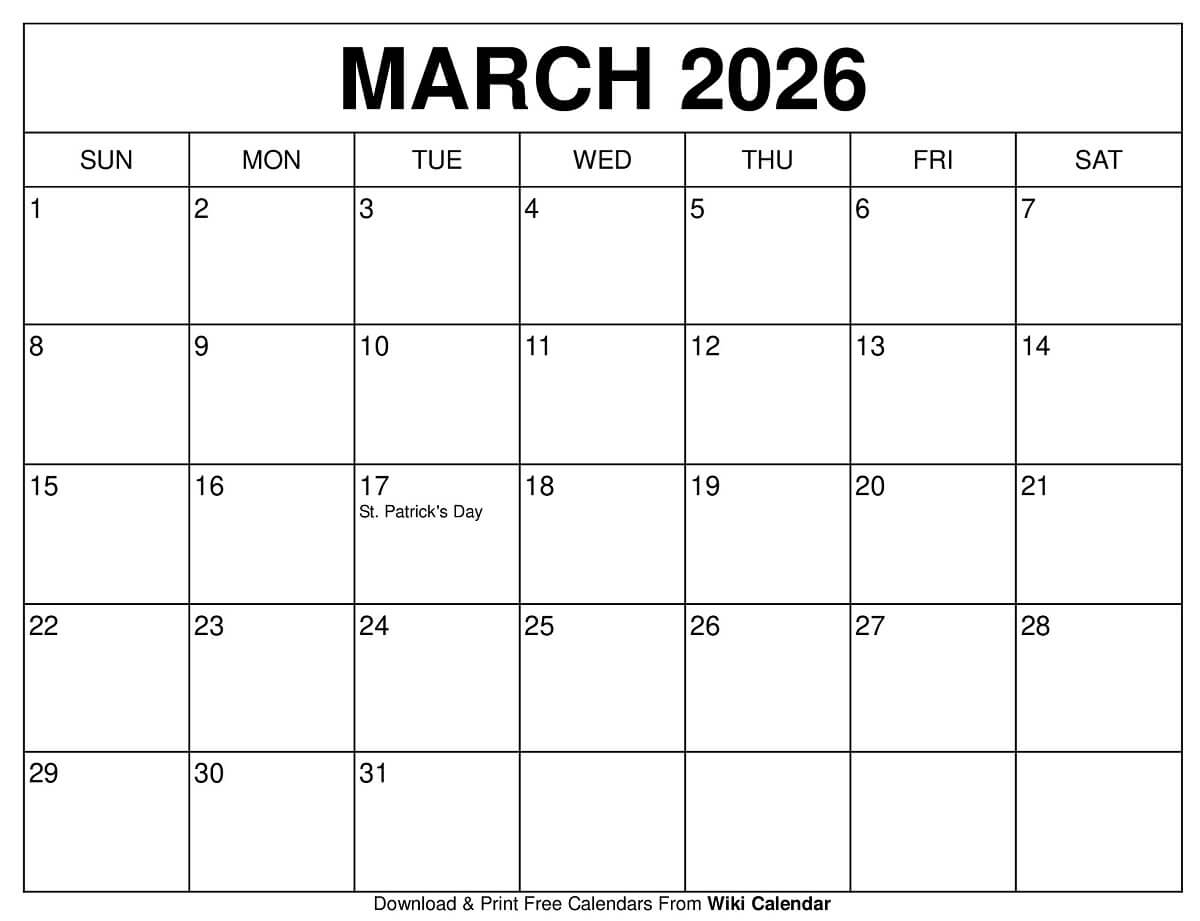 March 2026 Calendar - Printable Templates &amp; More in Blank March 2026 Calendar Free Printable