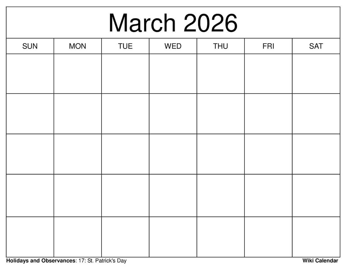 March 2026 Calendar - Printable Templates &amp;amp; More pertaining to Printable March 2026 Calendar Page