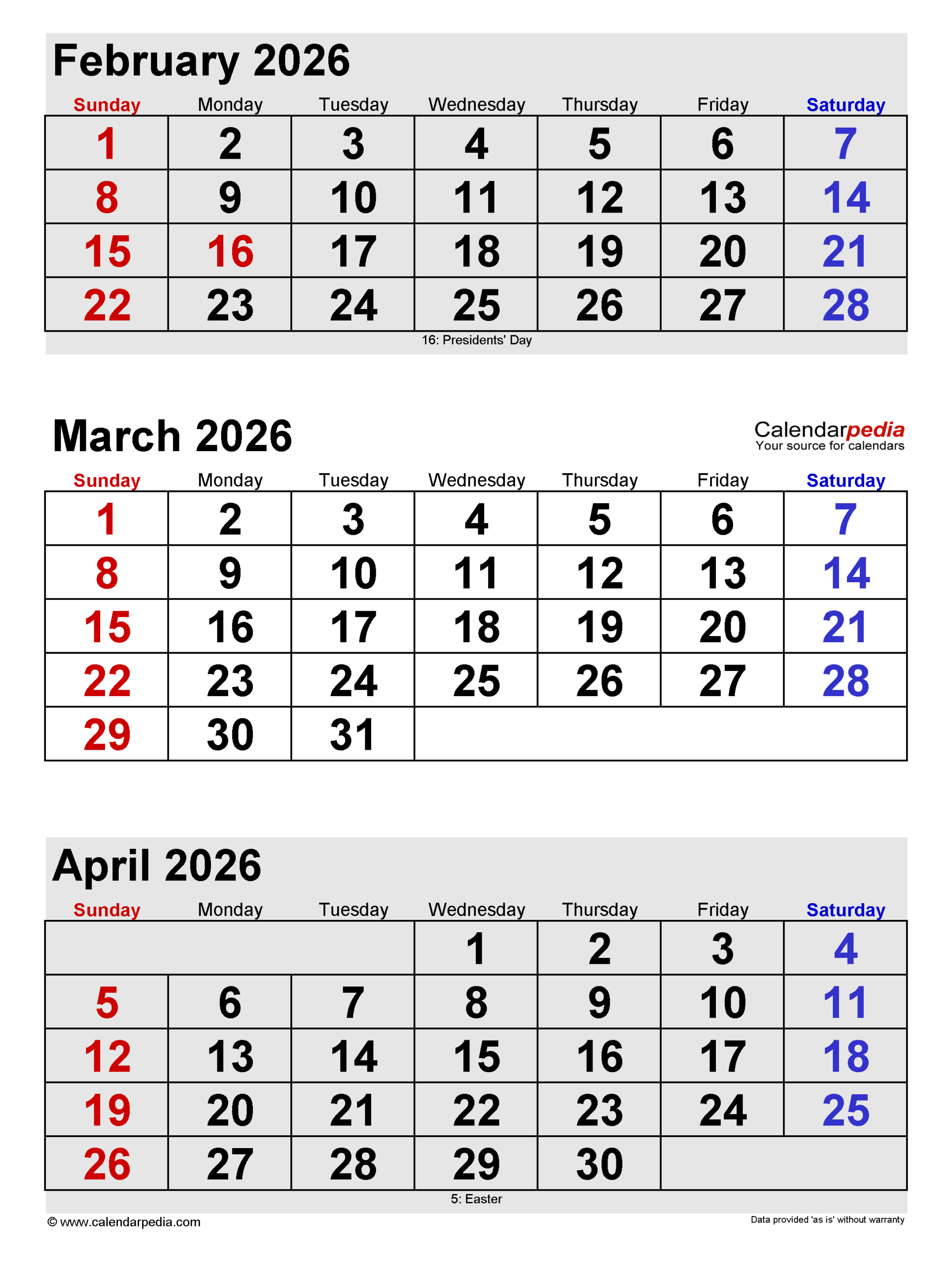 March 2026 Calendar | Templates For Pdf, Excel And Word in February March April 2026 Calendar Printable