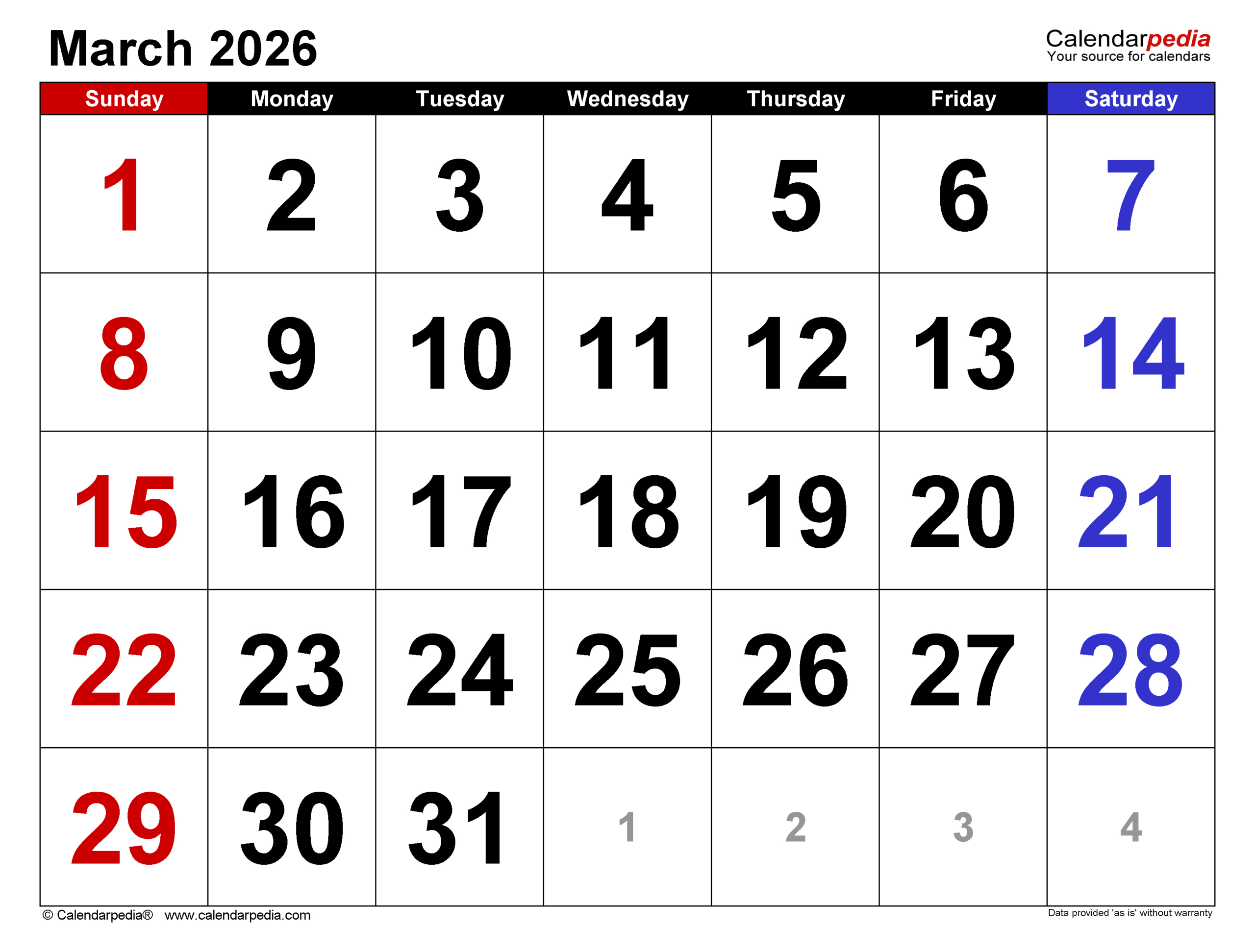 March 2026 Calendar | Templates For Pdf, Excel And Word regarding March Calendar 2026 Australia