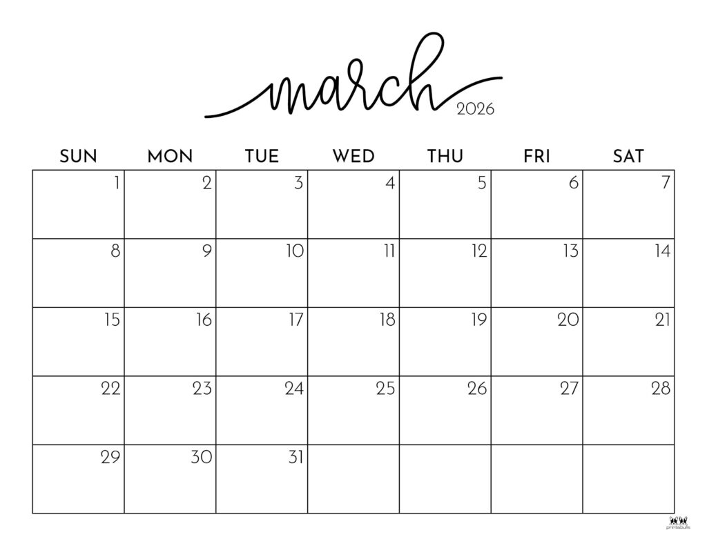 March 2026 Calendars - 150 Free Printables | Printabulls throughout Printable March 2026 Calendar Page