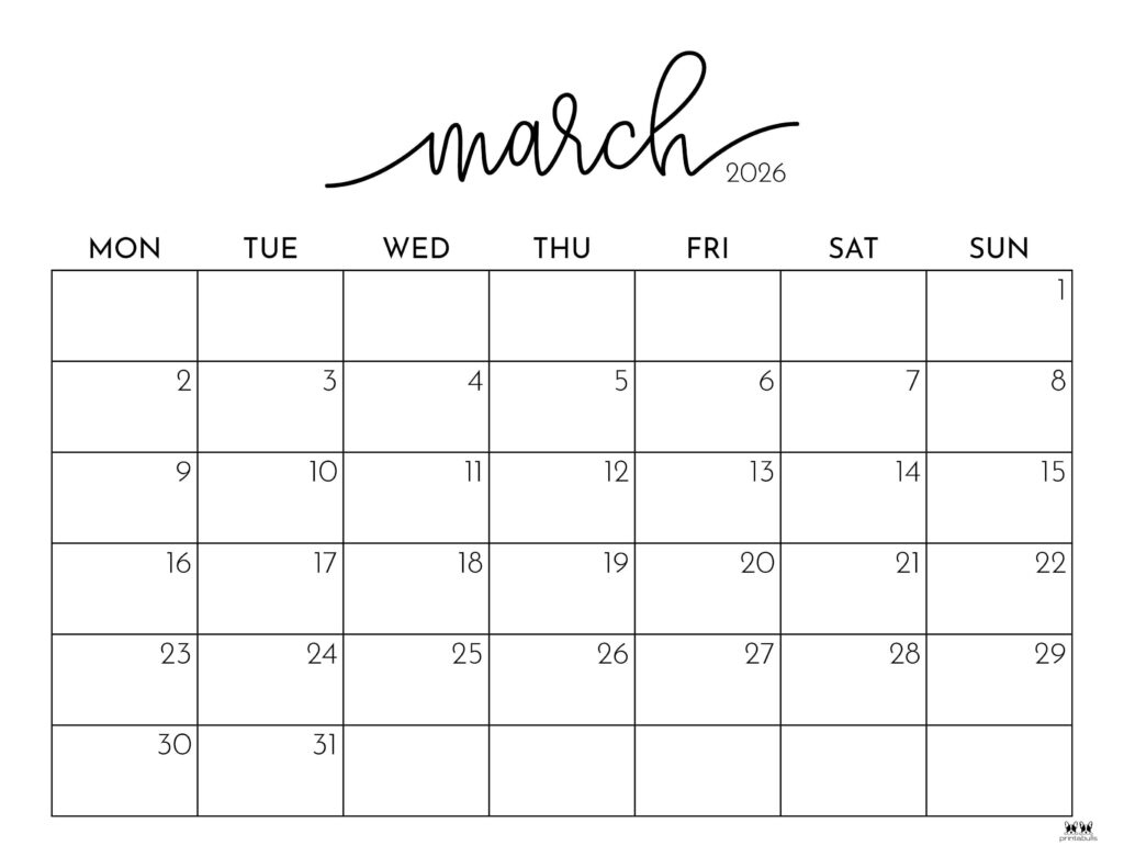 March 2026 Calendars - 150 Free Printables | Printabulls with regard to Printable March 2026 Calendar