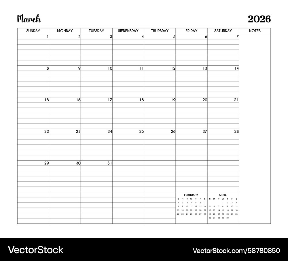 March 2026 Minimalist Printable Calendar Page – Lizenzfreie inside March Calendar 2026 With Lines