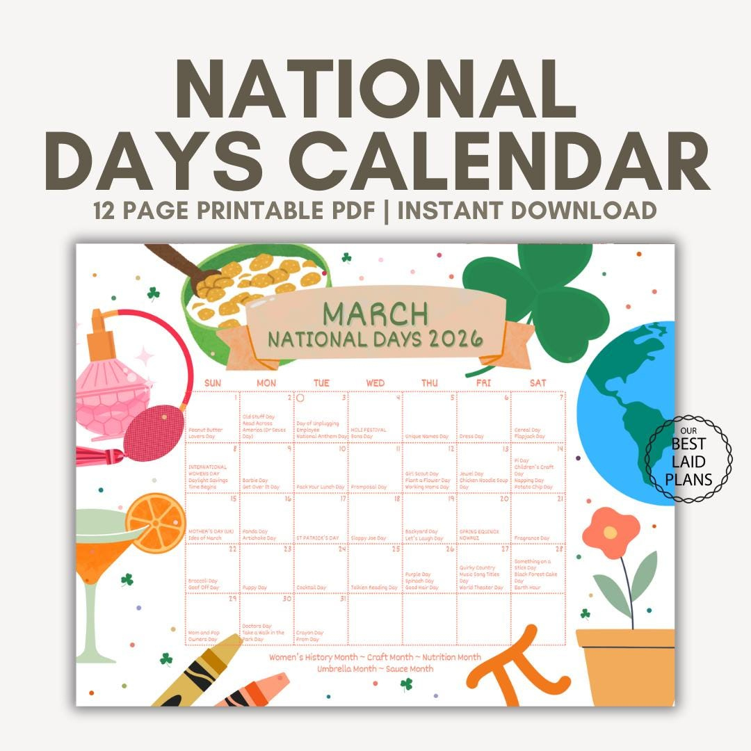 March National Days Calendar, National March Days Calendar for National Day Calendar March 2026