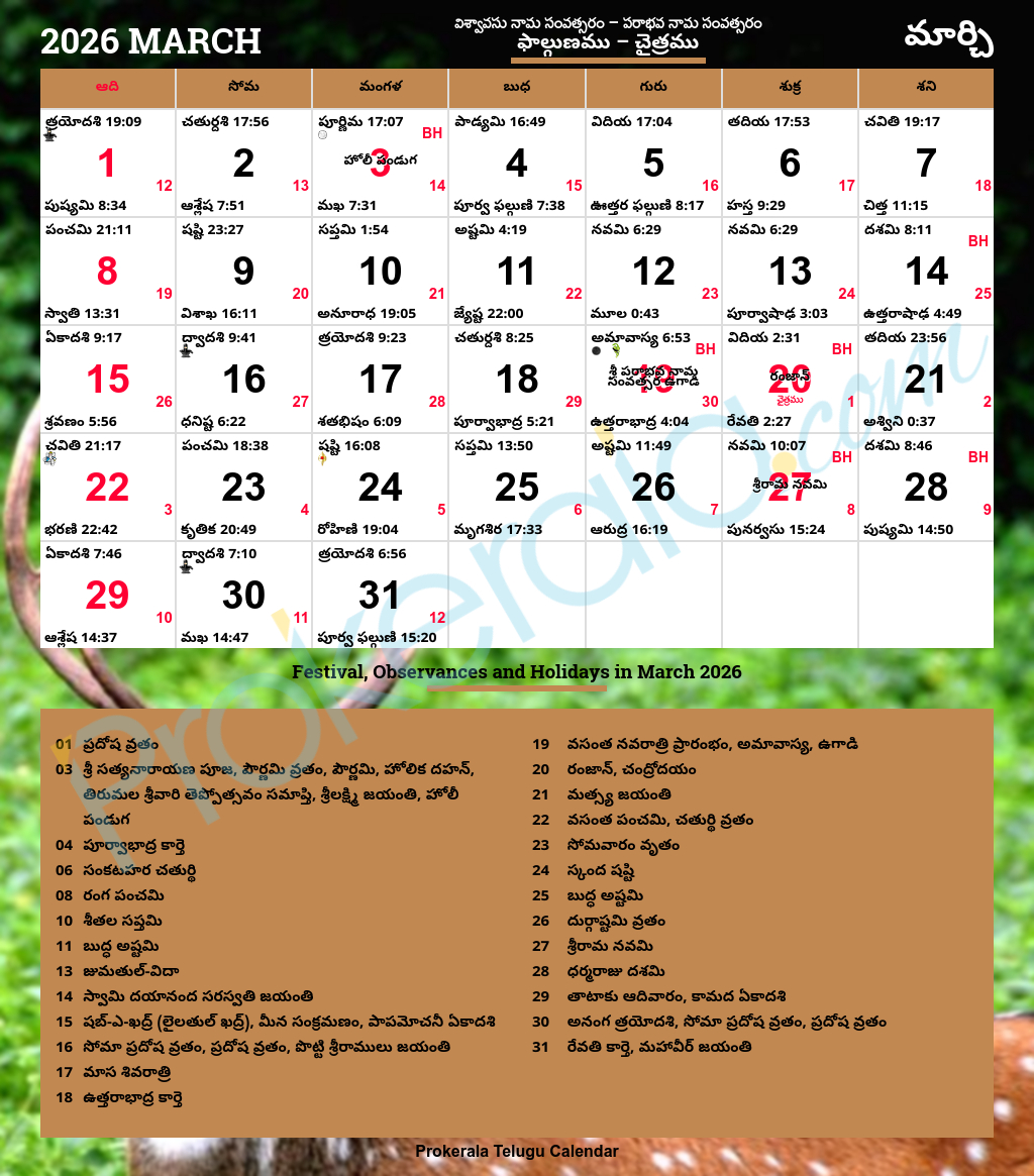 Telugu Calendar 2026, March intended for March 2026 Telugu Calendar Ugadi