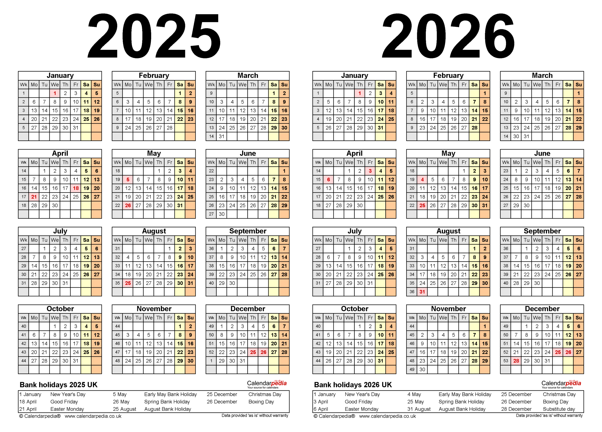 Two Year Calendars For 2025 And 2026 (Uk) For Pdf inside Printable Calendar April 2025 To March 2026